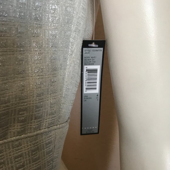 NWT Tahari Ivory Silver Jacquard Sheath Dress - Picture 8 of 9
